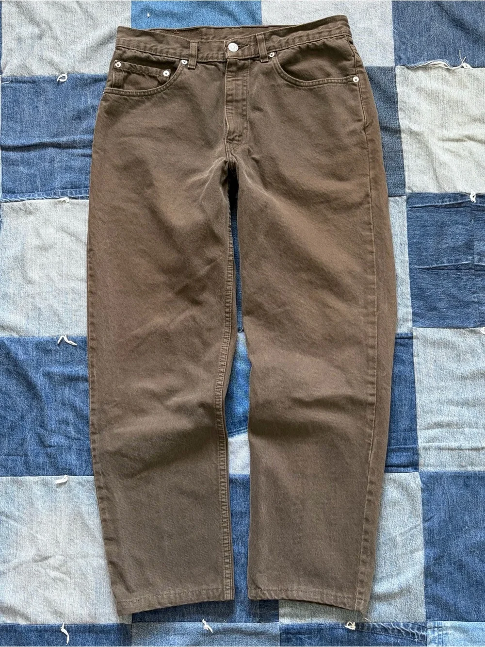 vintage levi’s 550 denim pants army green made in usa relaxed fit 32x28